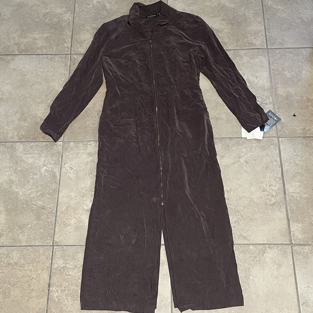 Vintage Liz Claiborne Maxi Dress Zip Up Western Duster Boho Medium Size‎ 10